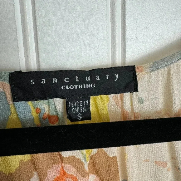 Sanctuary lightweight floral long sleeve blouse crochet lace front size small H7 - Picture 3 of 6